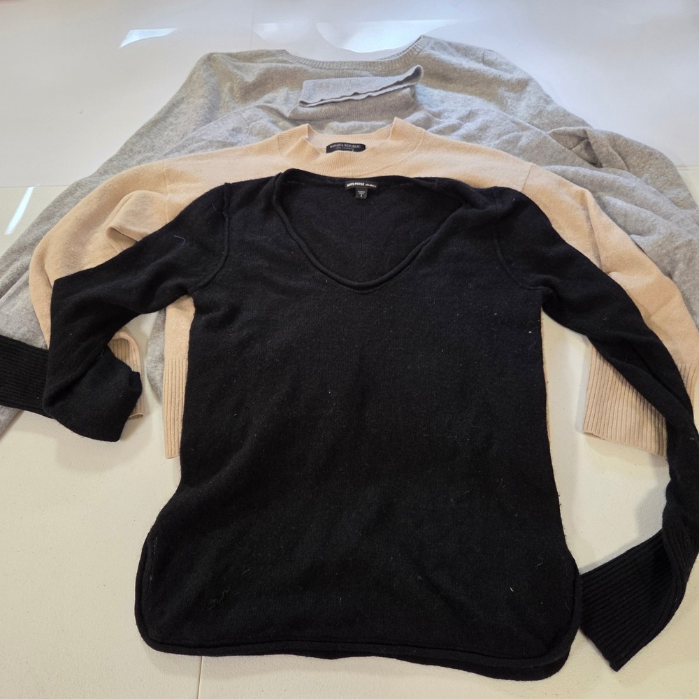 Lot of 4 100% Cashmere Sweaters James Perse Banana Republic Craft Repair Fair